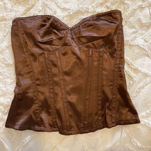 Chocolate brown silky corset top sz 4 NWOT